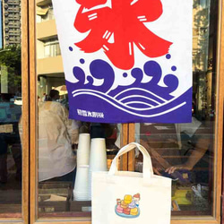 Taro Iceデイリーキャンバストート（ランチバッグ）ダブルカップドリンクバッグハンドプリントキャンバスバッグ 3枚目の画像