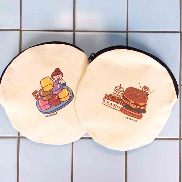 Taro Ace Daily Canvas Round Bag（Cosmetic Bag）ハンドプリントメイクアップバッグ 8枚目の画像