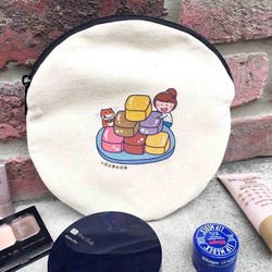 Taro Ace Daily Canvas Round Bag（Cosmetic Bag）ハンドプリントメイクアップバッグ 9枚目の画像