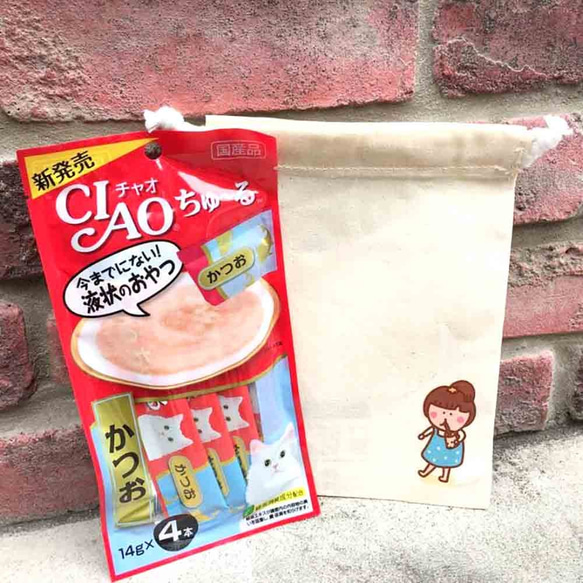 一個人の珍奶日常 貓帆布束口袋 手工印製 Drawstring bag 第3張的照片