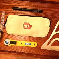 貪欲猫のデイリーキャンバスペンケース（収納袋）手書きのペンケース 5枚目の画像