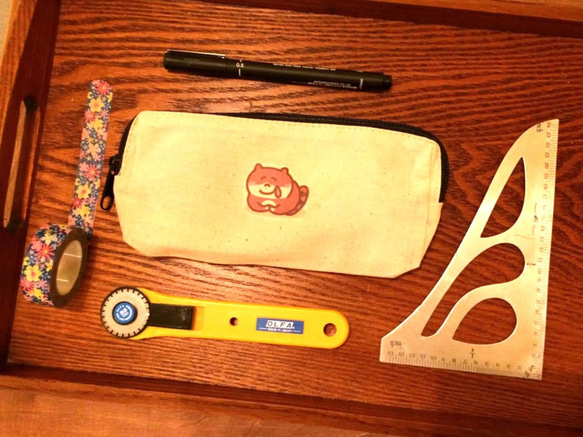 貪欲猫のデイリーキャンバスペンケース（収納袋）手書きのペンケース 5枚目の画像