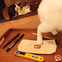 貪欲猫のデイリーキャンバスペンケース（収納袋）手書きのペンケース 9枚目の画像