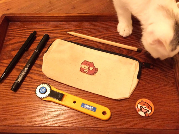 貪欲猫のデイリーキャンバスペンケース（収納袋）手書きのペンケース 10枚目の画像
