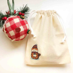 耶誕貓の日常 帆布束口袋 手工印製 Drawstring bag 第6張的照片