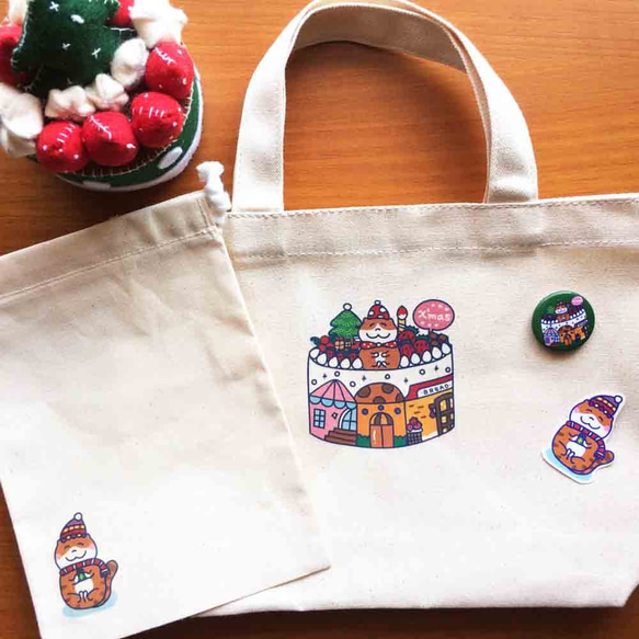 萌貓の草莓蛋糕 帆布袋 (午餐袋) 手工印製 Canvas 第4張的照片