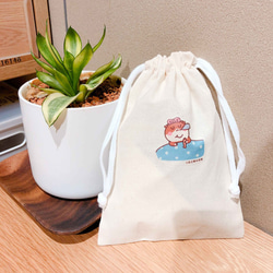 午睡の日常 貓帆布束口袋 手工印製 Drawstring bag 第2張的照片