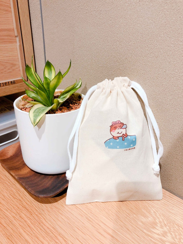 午睡の日常 貓帆布束口袋 手工印製 Drawstring bag 第5張的照片