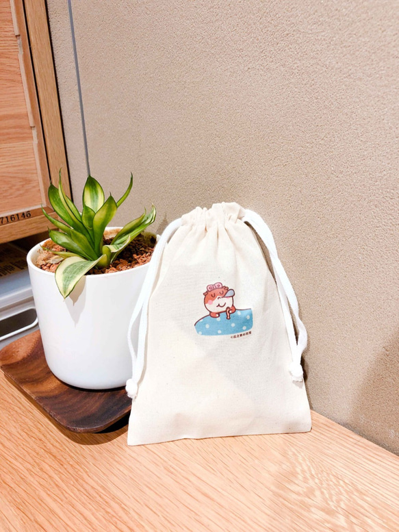 午睡の日常 貓帆布束口袋 手工印製 Drawstring bag 第6張的照片