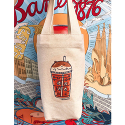 泰式奶茶の日常 帆布飲料袋(冰壩杯杯) 手工印製 Thai Canvas bag 第3張的照片