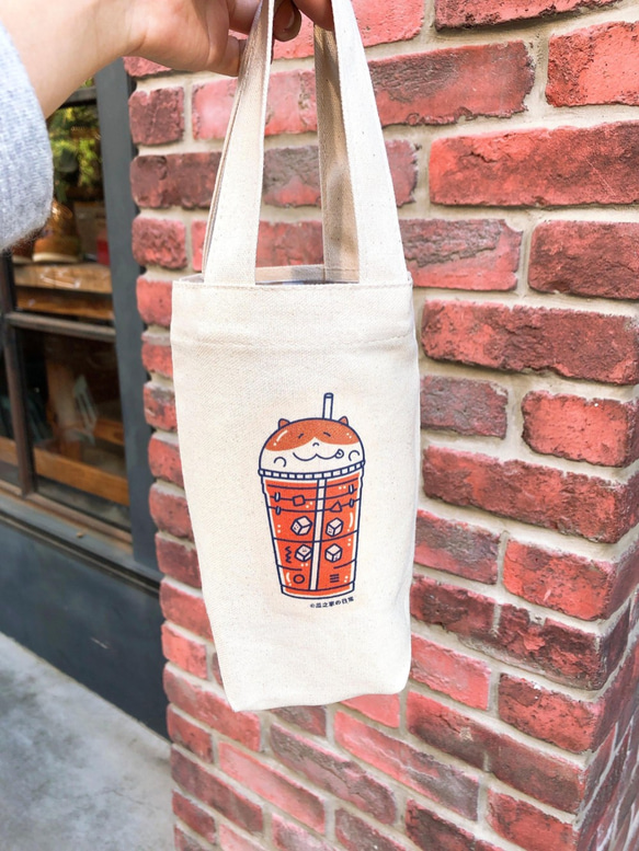 泰式奶茶の日常 帆布飲料袋(冰壩杯杯) 手工印製 Thai Canvas bag 第5張的照片