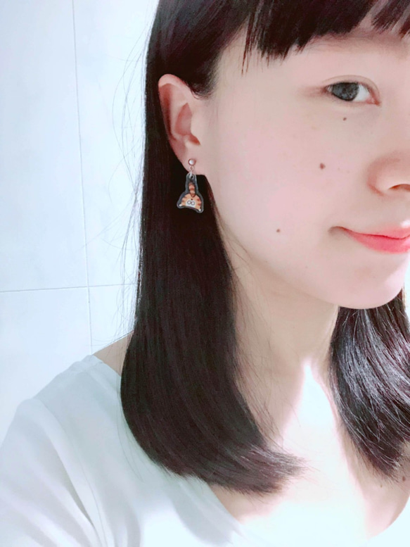 三花貓屁屁の抗敏耳針 / 耳環耳夾 (炸毛款) Cats Earring Meow! 第4張的照片