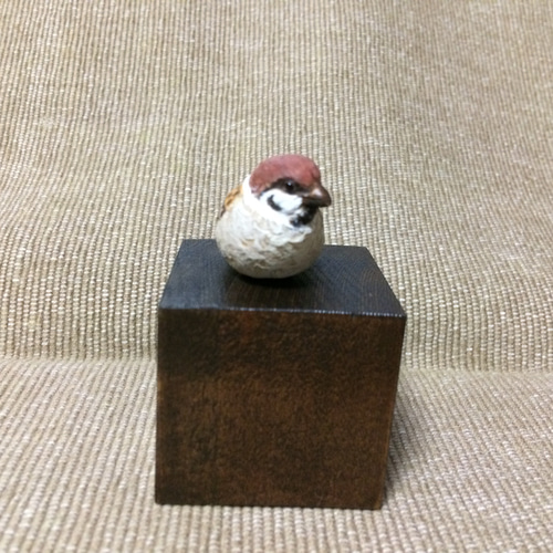 スズメ・バードカービング【ミニチュア】 彫刻 ありむら工房