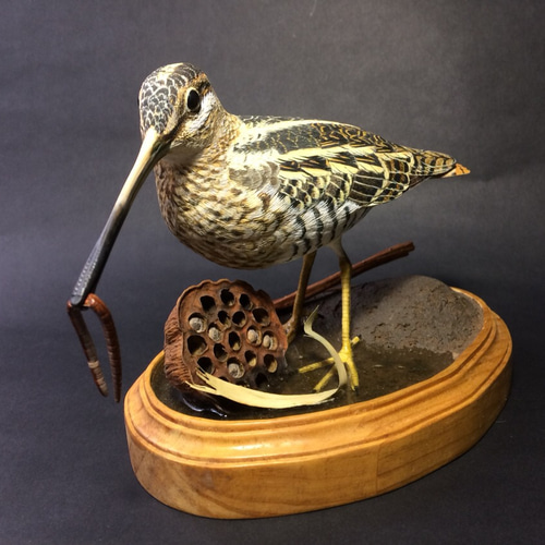 バードカービング（タシギ）・木の彫刻・オブジェ その他置物 ありむら