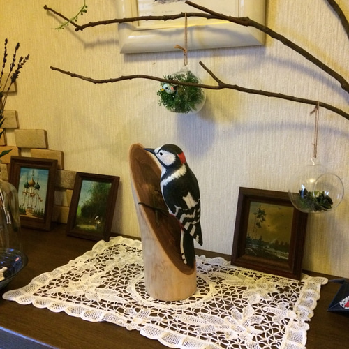 アカゲラ　バードカービング アカゲラ バードカービング