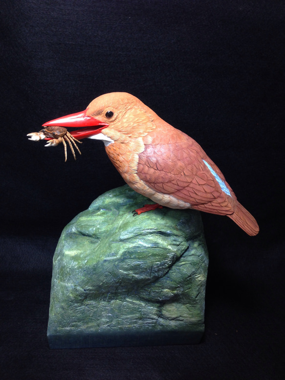 アカショウビン 彫刻 ありむら工房 通販 5406528｜Creema(クリーマ)