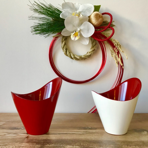 漆器・カップ 2点セット(赤と白赤) 【 FLOREPOLIE】 漆塗り モダン