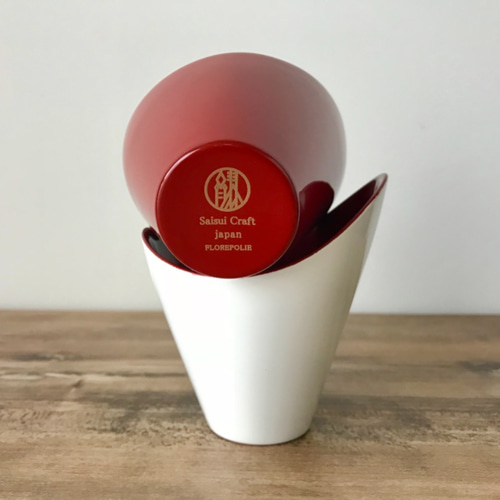 漆器・カップ 2点セット(赤と白赤) 【 FLOREPOLIE】 漆塗り モダン