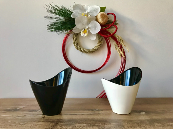 漆器・カップ 2点セット(黒と白黒) 【 FLOREPOLIE】 漆塗り モダン