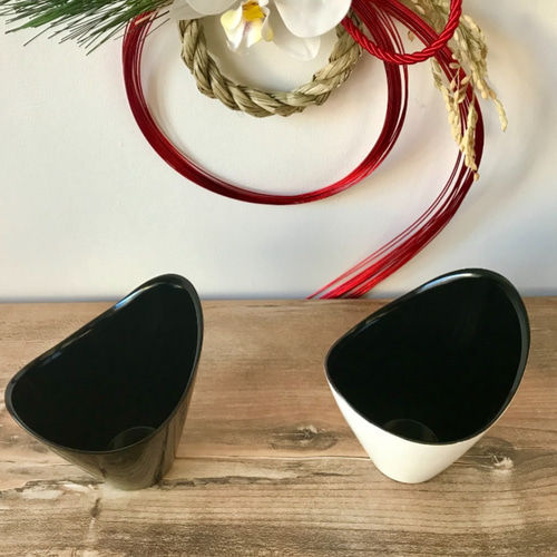 漆器・カップ 2点セット(黒と白黒) 【 FLOREPOLIE】 漆塗り モダン