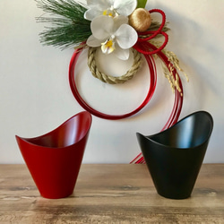 漆器カップ・2点セット(食洗機対応) マットレッド&ブラック モダン