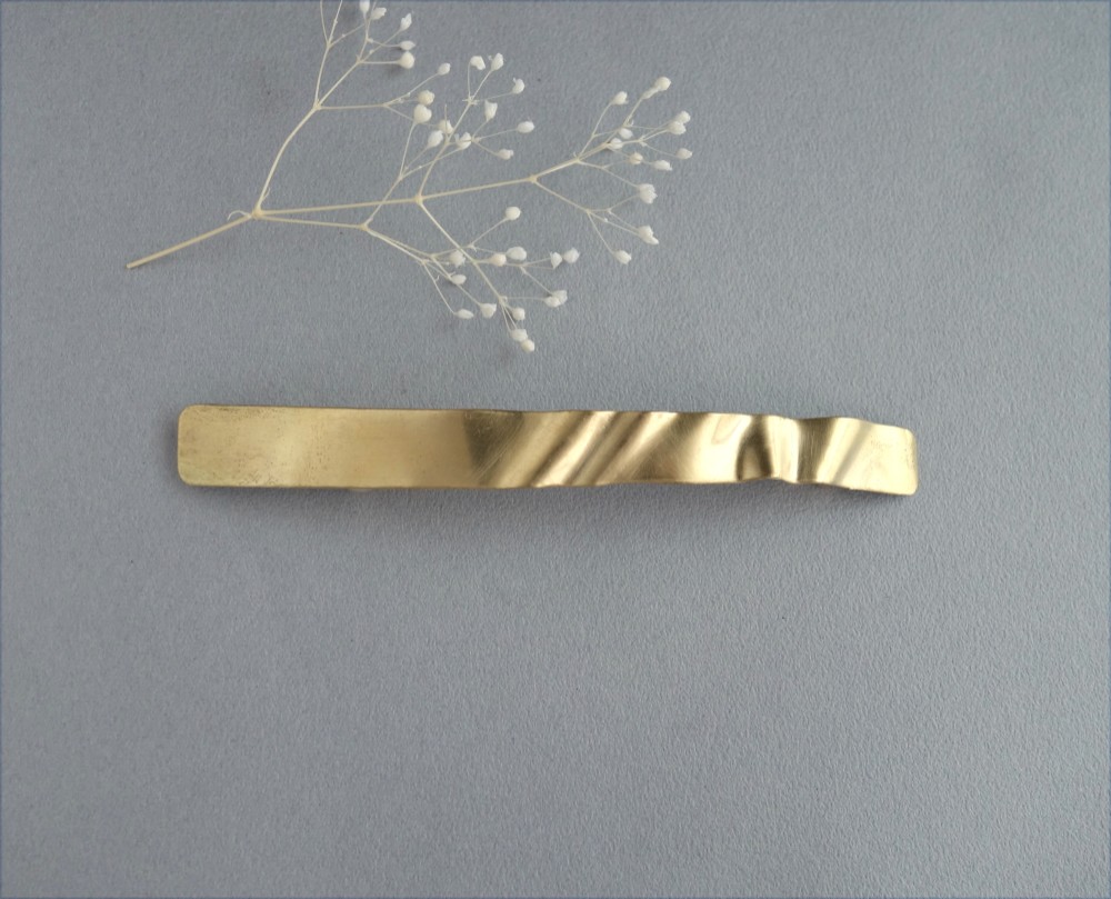 ★真鍮　半なみの細バレッタ【受注作製致します！】