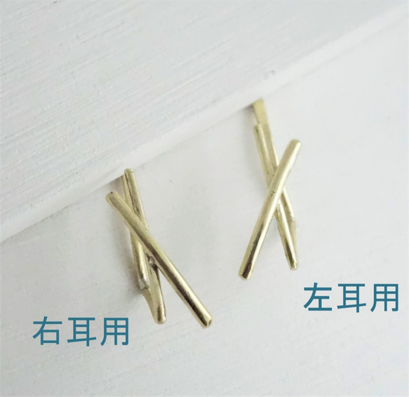 ★★★Cross Line Earring　真鍮 5枚目の画像