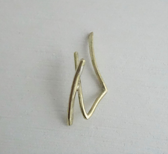 ★★★Cross Line Earring　真鍮 6枚目の画像