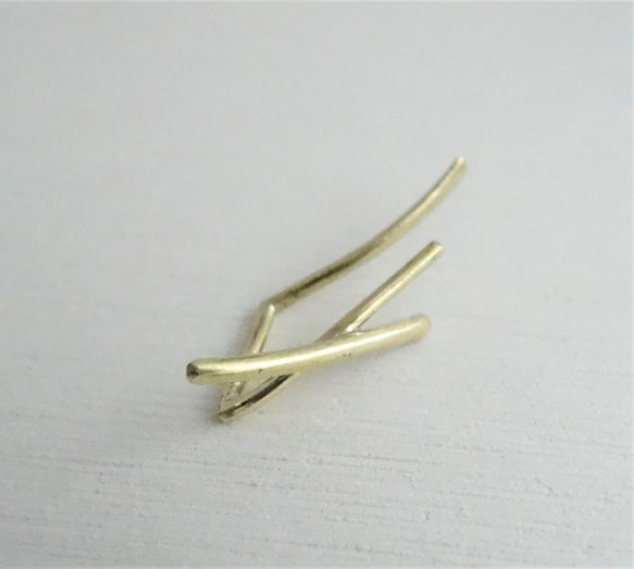 ★★★Cross Line Earring　真鍮 7枚目の画像
