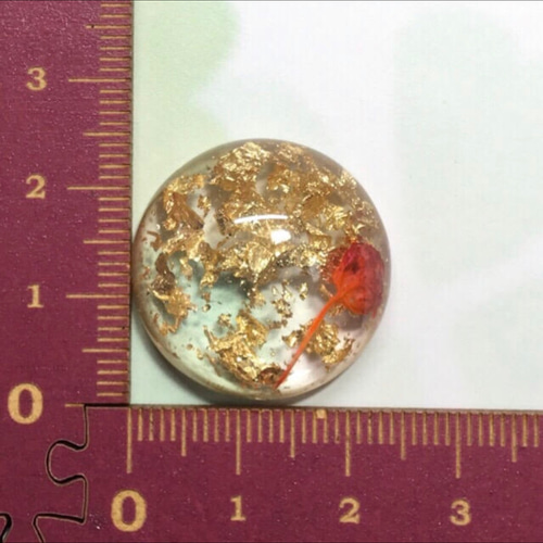 送料無料]（6個）半円金箔入りボタニカルレジンカボション（3色セット