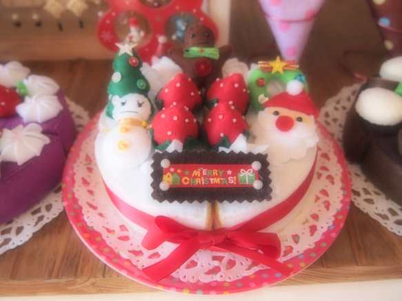 ☆フエルトままごと☆　♡クリスマスケーキ♡ 3枚目の画像