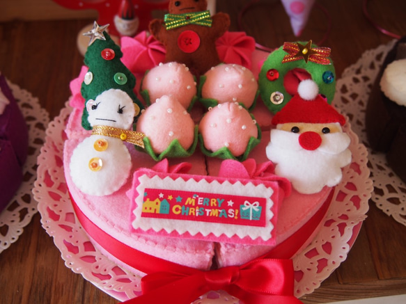 ☆フエルトままごと☆　♡クリスマスケーキ♡ 5枚目の画像