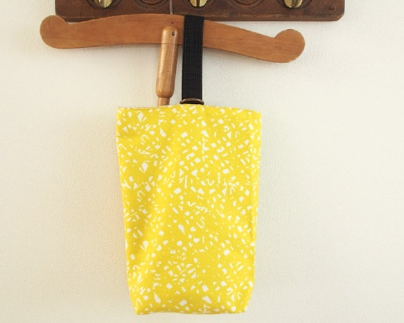 入園入学に♪くまさん布刺繍が可愛らしいシューズバッグ（黄） 3枚目の画像