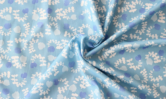 nunocoto fabric：smallgarden（スモールガーデン）／ブルー 2枚目の画像