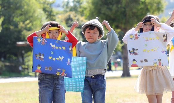 １mで作れる入園入学グッズ４点 手作りキット：いつもいっしょ／ライトグレー 3枚目の画像