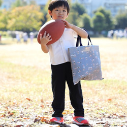 １mで作れる入園入学グッズ４点 手作りキット：ラグビー／グレー 4枚目の画像