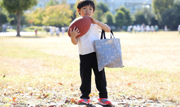 １mで作れる入園入学グッズ４点 手作りキット：ラグビー／グレー 4枚目の画像