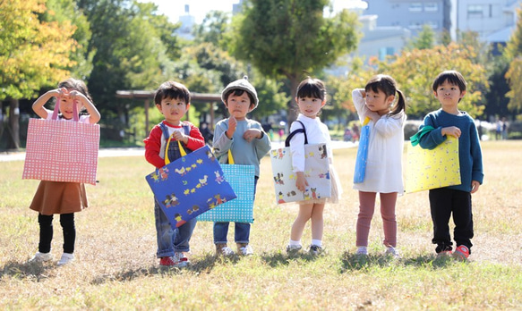 １mで作れる入園入学グッズ４点 手作りキット：ラグビー／グレー 5枚目の画像