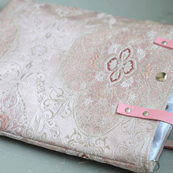 金襴織り絹のペタンコバック pink  キラキラサコッシュ 3枚目の画像