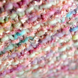染め糸の手編みスヌード　フラッグピンク　 1枚目の画像