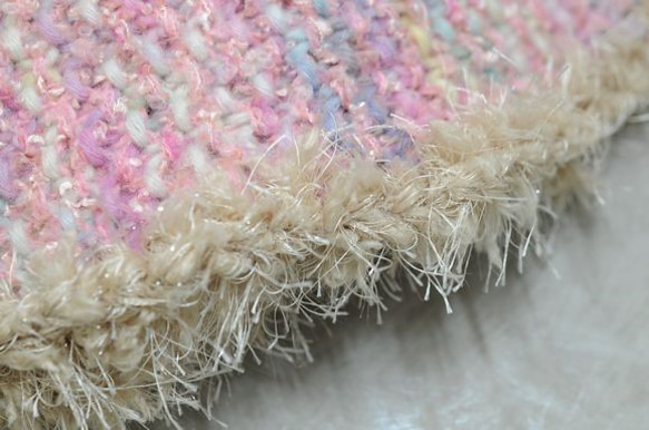 染め糸の手編みスヌード　フラッグピンク　 2枚目の画像