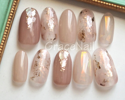 オーダー ネイルチップ ♡ ウページ サイズオーダー】ベージュニュアンスネイル ネイルチップ（つけ