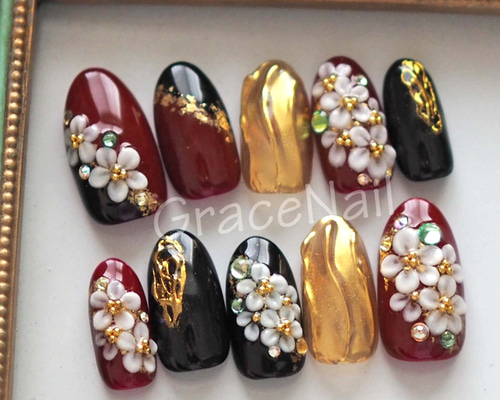 サイズオーダー】成人式・卒業式・着物 和柄ネイルチップ④ ネイル