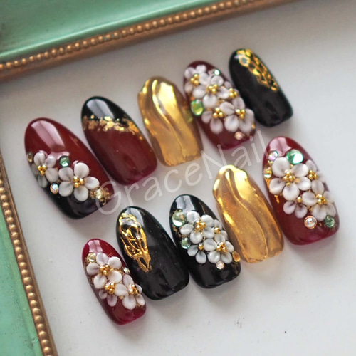 サイズオーダー】成人式・卒業式・着物 和柄ネイルチップ④ ネイル