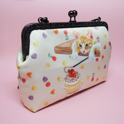 [がま口] 猫とカップケーキ 貓バッグ・ショルダーバッグ 2枚目の画像