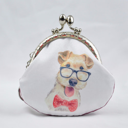 [がま口] メガネの子犬 犬コインケース・財布・ケース・小物入れ 1枚目の画像