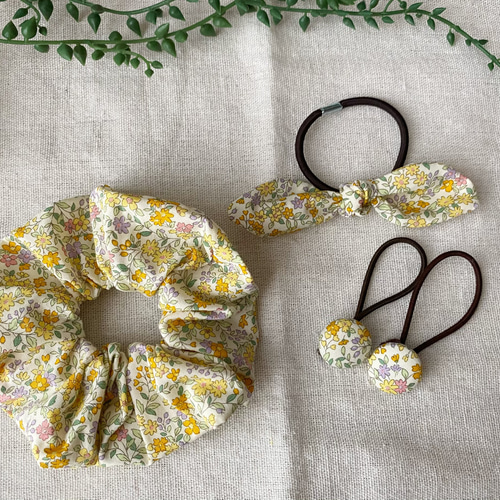 親子くるみボタン ヘアゴム 3個セット 木の実 親子コーデ 姉妹コーデ