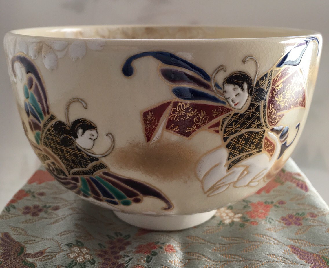 新品　京焼 源氏物語蛍ノ図茶碗　抹茶碗　茶道具 新品 京焼 源氏物語蛍ノ図茶碗 抹茶碗 茶道具