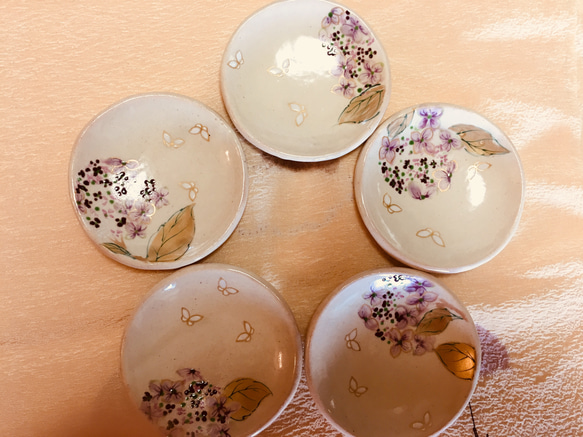 「紫陽花」豆皿5枚セット 1枚目の画像