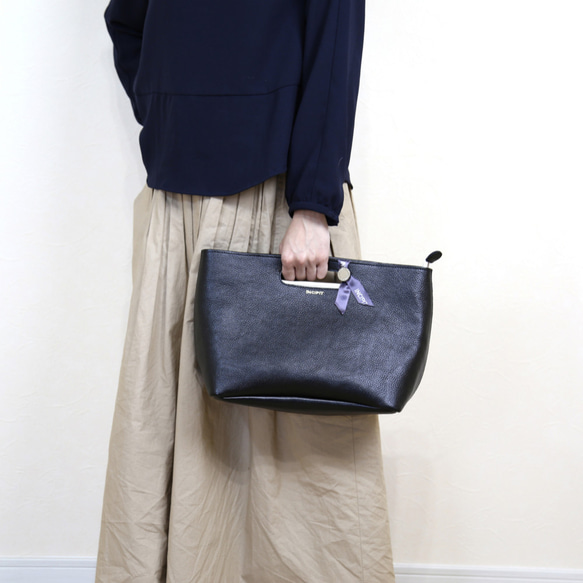 INCIPIT　姫路レザー　くり手ミニトート　ブラック【送料無料】 インキピット